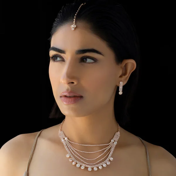 Anti-Tarnish Crystal Necklace Set With Earrings